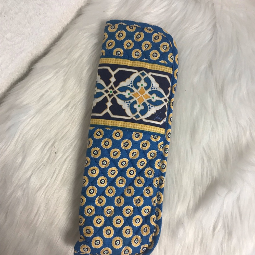 Vera Bradley Blue and Yellow Patterned Flat iron Pouch